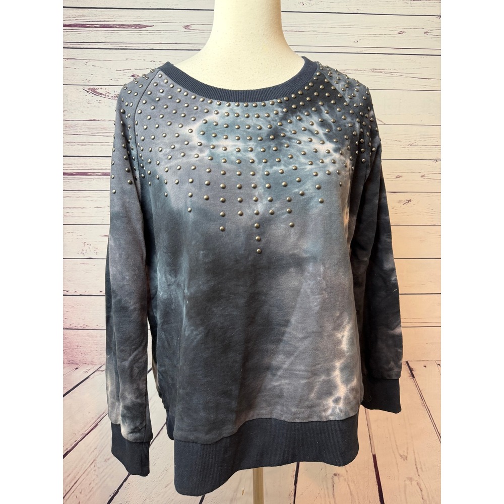 Vocal Sweatshirt Medium Grey Tie Dye Studded Raglan Long Sleeve Womens Shirt